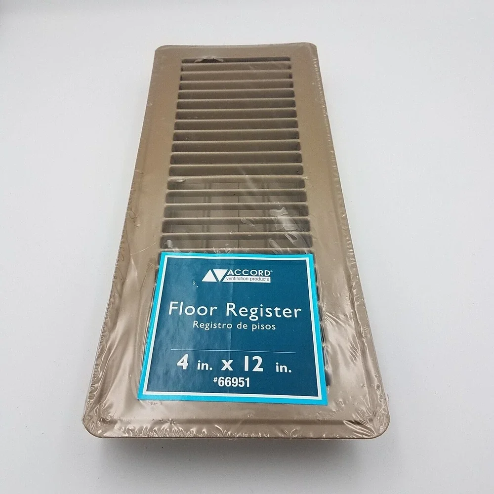 Accord Heavy Gauge Steel Floor‎ Register/Adjustable Damper Brown #66951 4x12 New